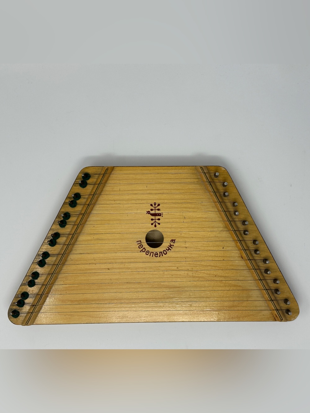 Wooden Zither Psaltery Cyrillic Logo - Natural Wood lap harp musical instrument